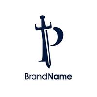 Elegant Initial P Sword Logo vector