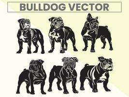 negro siluetas conjunto de buldog para buldog amante. vector