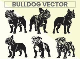 negro siluetas conjunto de buldog para buldog amante. vector