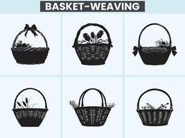 PrintFlower Basket-weaving silhouette design vector