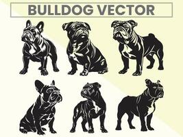 Black silhouettes set of Bulldog for Bulldog Lover. vector