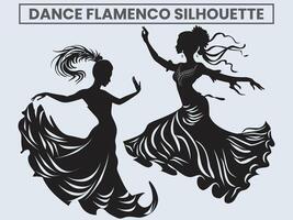 Dance Flamenco Silhouette. princess dancing flamenco. vector