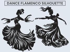 Dance Flamenco Silhouette. princess dancing flamenco. vector