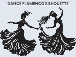 Dance Flamenco Silhouette. princess dancing flamenco. vector