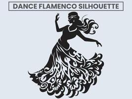 Dance Flamenco Silhouette. princess dancing flamenco. vector