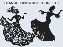 Dance Flamenco Silhouette. princess dancing flamenco. vector