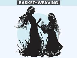 PrintFlower Basket-weaving silhouette design vector