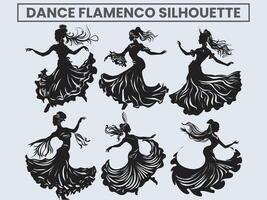 Dance Flamenco Silhouette. princess dancing flamenco. vector