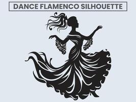 Dance Flamenco Silhouette. princess dancing flamenco. vector