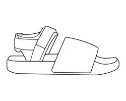 strap sandals outline drawing , strap sandals in a sketch style, trainers template outline, Illustration. vector