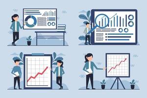 Comprehensive Data Analysis and Business Growth Presentation Illustration vector