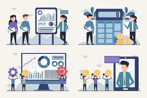 Business Data Analysis and Teamwork Concept Illustration vector