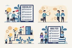 Data Analysis and Business Strategy Planning Illustration Set vector