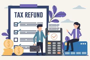 Tax Refund Process and Financial Management Illustration vector