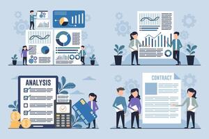 Business Analytics and Market Growth Presentation Set vector