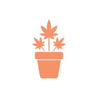 Hemp Flower in Pot Icon Template Illustration Design vector