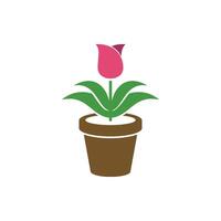 tulipán flor en maceta icono modelo ilustración diseño vector