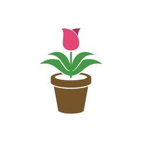 Tulip Flower in Pot Icon Template Illustration Design vector