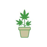 Hemp Flower in Pot Icon Template Illustration Design vector