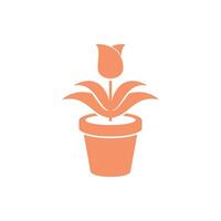 Tulip Flower in Pot Icon Template Illustration Design vector