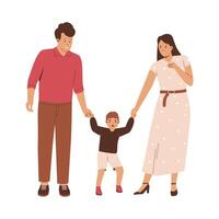 Flat design of happy family with son vector
