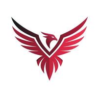 Flat Red Eagle Logo with Wings Isolated On White Background vector