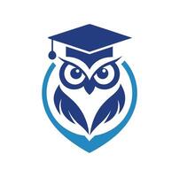 Cute Educational Owl Logo Isolated on White Background vector