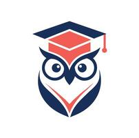 Cute Educational Owl Logo Isolated on White Background vector