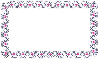 Hand drawn hearts border and frame design vector