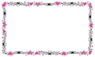 Hand drawn hearts border and frame design vector