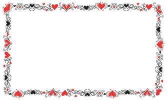 Hand drawn hearts border and frame design vector