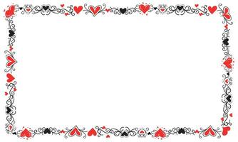 Hand drawn hearts border and frame design vector