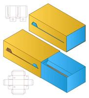 diseño de plantilla troquelada de embalaje de caja. Maqueta 3d vector