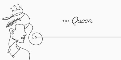 Queen Continuous line, drawing of Beautiful girl in the crown minimalist, princess Face Head illustration for t-shirt, slogan design print graphics style vector