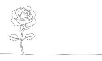 Rose one line continuous. Line art flower. Hand drawn art. vector