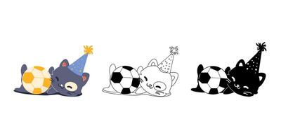 Funny cartoon birthday cat playing with a ball vector