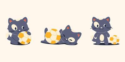 gracioso dibujos animados gato jugando con un pelota vector