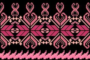 Geometric ethnic floral pixel art embroidery, Aztec style, abstract background design for fabric, clothing, textile, wrapping, decoration, scarf, print, wallpaper, table runner. vector