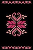 geométrico étnico floral píxel Arte bordado, azteca estilo, resumen antecedentes diseño para tela, ropa, textil, envase, decoración, bufanda, imprimir, fondo de pantalla, mesa corredor. vector