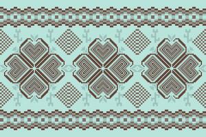 Geometric ethnic floral pixel art embroidery, Aztec style, abstract background design for fabric, clothing, textile, wrapping, decoration, scarf, print, wallpaper, table runner. vector