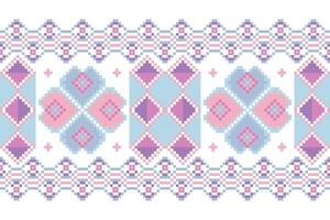 Geometric ethnic floral pixel art embroidery, Aztec style, abstract background design for fabric, clothing, textile, wrapping, decoration, scarf, print, wallpaper, table runner. vector