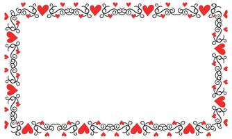 Hand drawn hearts border and frame design vector
