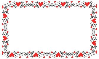 Hand drawn hearts border and frame design vector