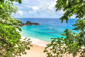 Fernando de Noronha, Brazil. View of Sancho beach on Fernando de Noronha Island. View without anyone on the beach. photo