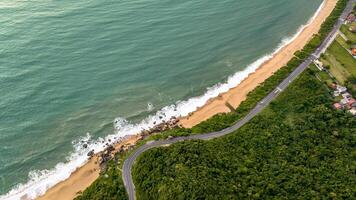 Balneario Camboriu in Santa Catarina. Taquaras Beach and Laranjeiras Beach in Balneario Camboriu. Aerial view in landscape. photo