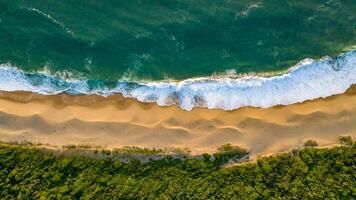 Balneario Camboriu in Santa Catarina. Taquaras Beach and Laranjeiras Beach in Balneario Camboriu. Aerial view in landscape. photo