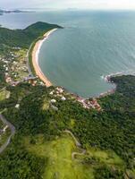 Balneario Camboriu in Santa Catarina. Taquaras Beach and Laranjeiras Beach in Balneario Camboriu. Aerial view in landscape. photo