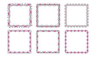 Hand drawn hearts border and frame design collection vector