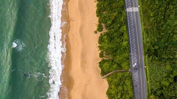 Balneario Camboriu in Santa Catarina. Taquaras Beach and Laranjeiras Beach in Balneario Camboriu. Aerial view in landscape. photo