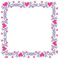 Hand drawn hearts border and frame design vector